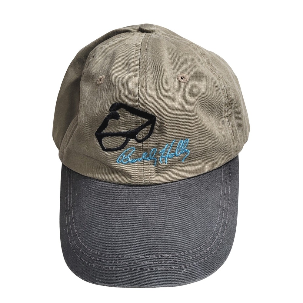 Falcon Buddy Holly Center Baseball Cap Mens OSFM Khaki Grey Leather Strapback